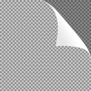 Kıvrılmış kağıt levha köşe veya sayfa curl gölge ile