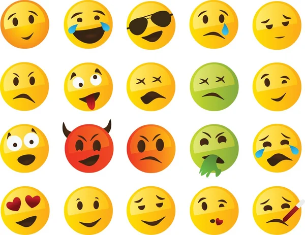 Σύνολο των emoticons ή κίτρινο smiley — Διανυσματικό Αρχείο