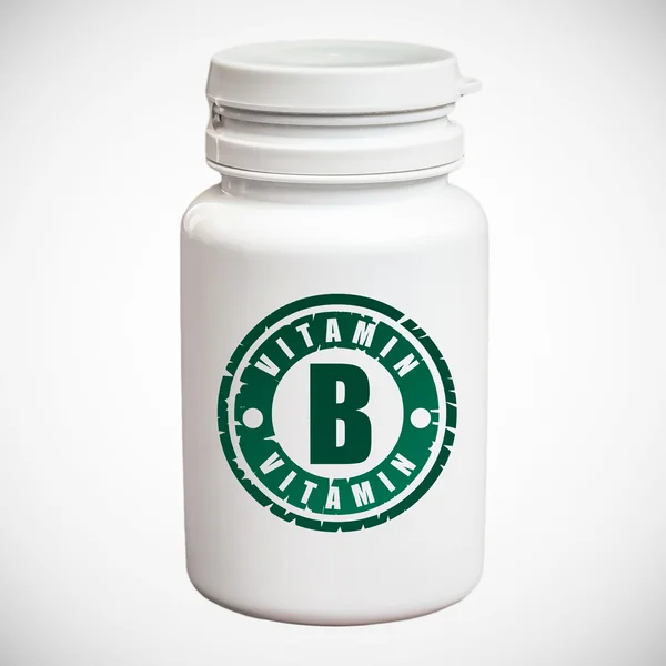 Frasco de pastillas con vitamina B — Foto de Stock