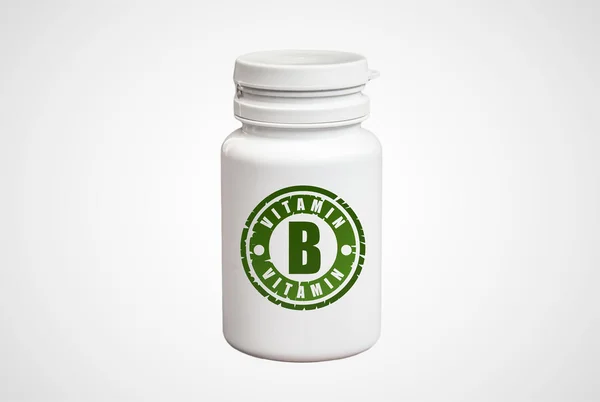 Frasco de pastillas con vitamina B — Foto de Stock