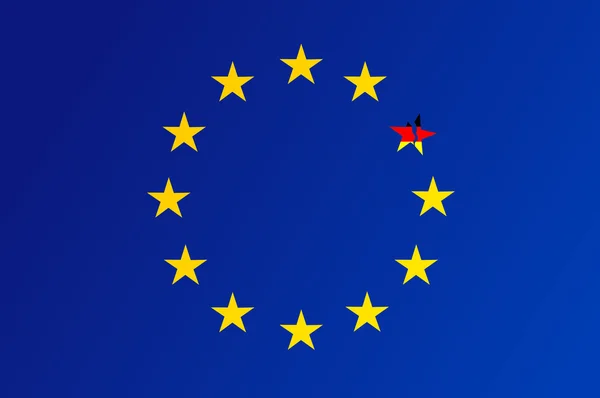 Bandera de la Unión Europea con una estrella rota de Alemania — Vector de stock