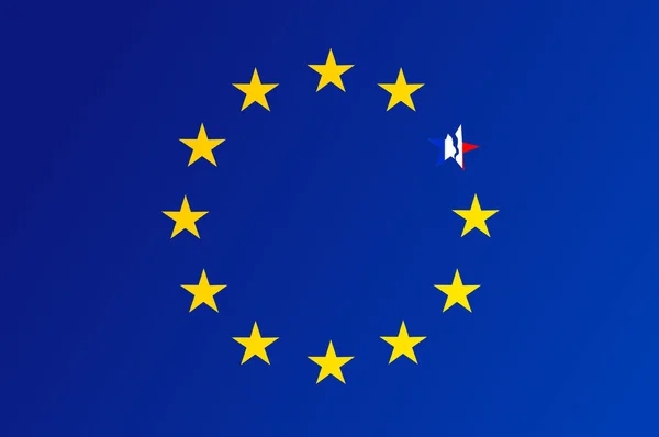 Bandera de la Unión Europea con una estrella rota de Francia — Vector de stock