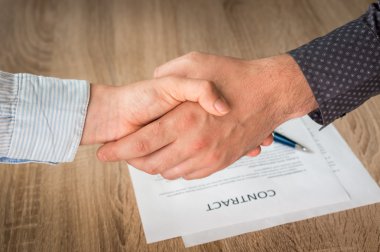 İş ortakları el sıkışma başarılı sonuç üzerinde