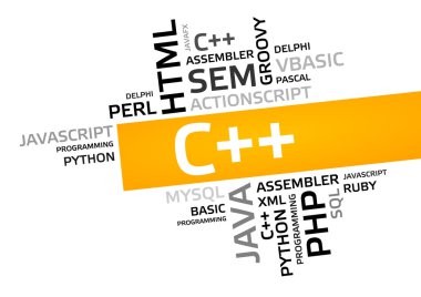 C++ kelime bulutu, etiket bulutu, vektör grafiği
