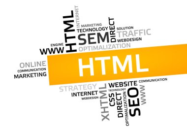 HTML word bulut, etiket bulutu, vektör grafiği