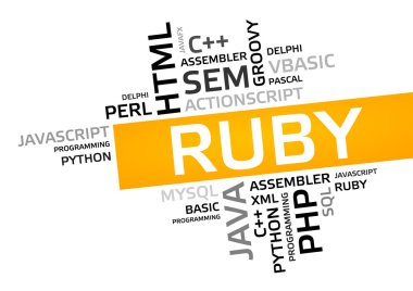 Ruby on Rails kelime bulutu, etiket bulutu, vektör grafiği