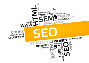 SEO kelime bulutu, etiket bulutu, vektör grafiği