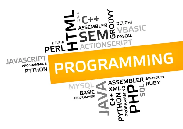 PROGRAMACIÓN nube palabra, nube etiqueta, gráfico vectorial — Archivo Imágenes Vectoriales