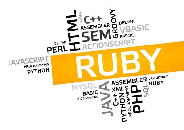 Ruby の単語の雲、タグクラウド、ベクトル グラフィック — ストックベクタ