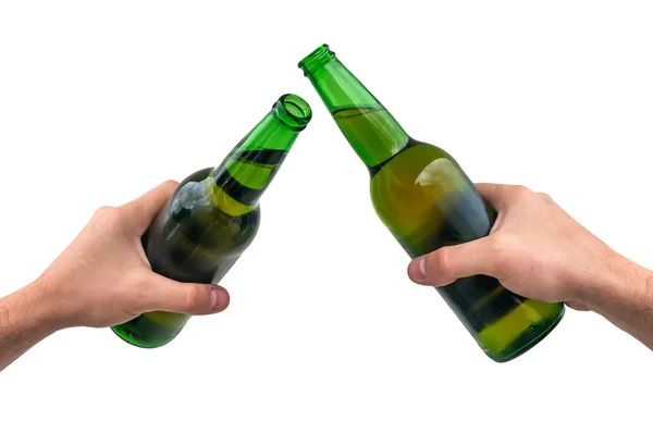 Férfi kezében egy üveg sör — Stock Fotó