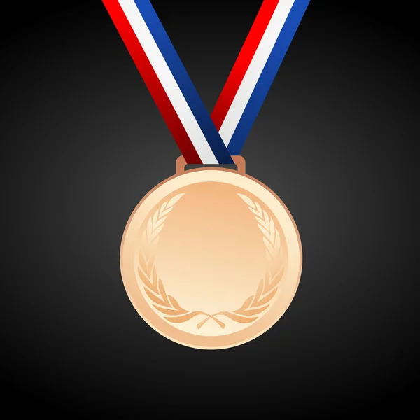 Medalla de bronce en blanco con cinta — Vector de stock