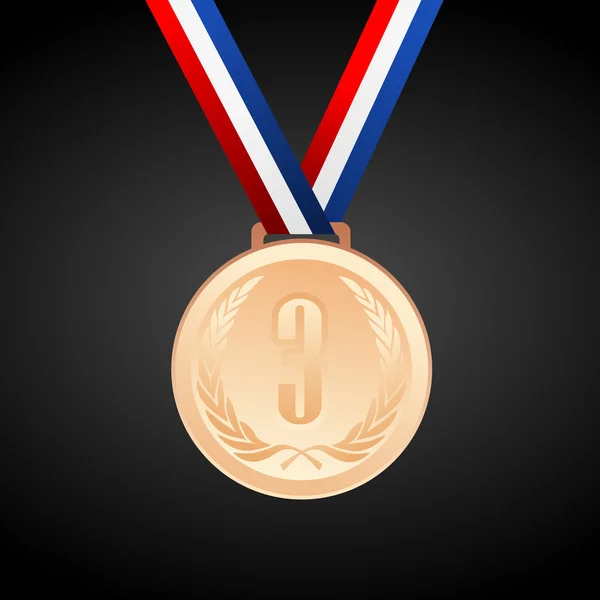 Bronze medal with ribbon — Stock Vector