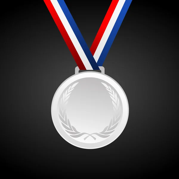 Medalla de plata en blanco con cinta — Vector de stock