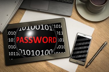 Ekranda parola ile ikili kod ile dijital tablet