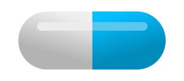 Tıbbi mavi kapsül pill beyaz arka plan üzerinde izole