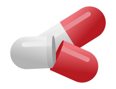 Beyaz arka plan üzerinde izole kırmızı hapları