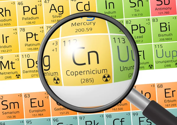 Element Copernicium z lupy — Zdjęcie stockowe