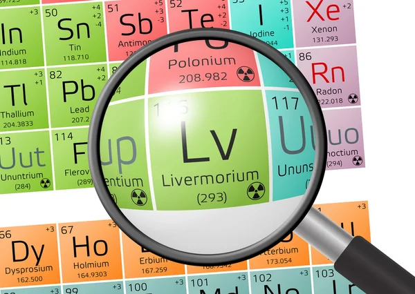 Elemento de Livermorium con lupa —  Fotos de Stock