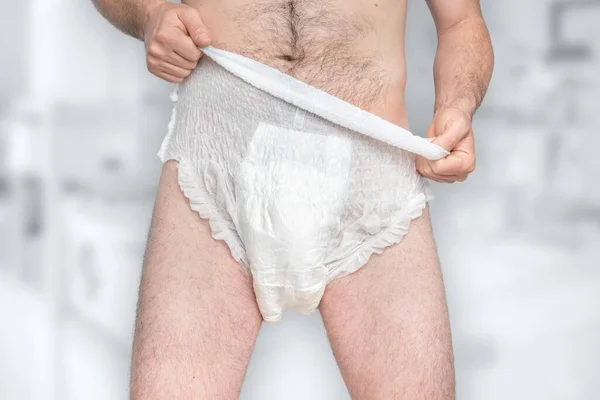 Man Wearing Incontinence Diaper Urinary Incontinence Concept — Stock Photo, Image