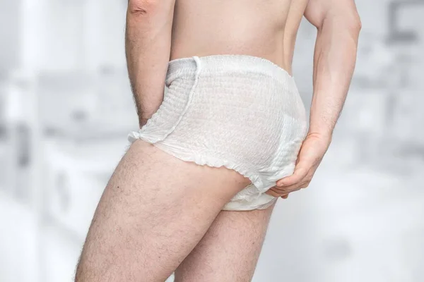 Homme Portant Une Couche Incontinence Concept Incontinence Urinaire — Photo