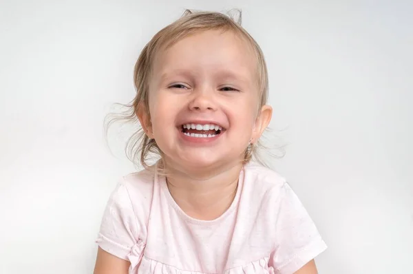 Portrait Beautiful Smiling Baby Isolated Background — Stock Photo, Image