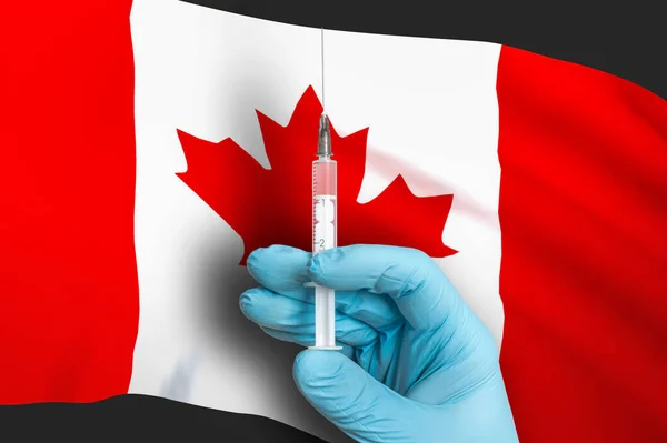 Vaccination Canada Vaccine Protect Covid Background National Flag — Stock Photo, Image