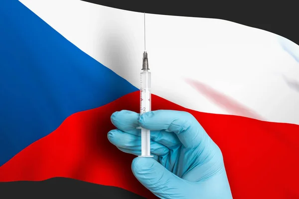 Вакцинація Чехії Vaccine Protect Covid Background National Flag — стокове фото