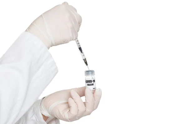 Вакцинация Белом Фоне Вакцина Защиты Ковид — стоковое фото