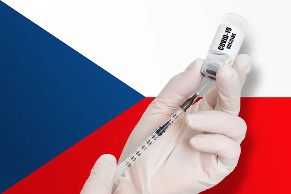 Vaccination Czech Republic Vaccine Protect Covid Background National Flag — Stock Photo, Image