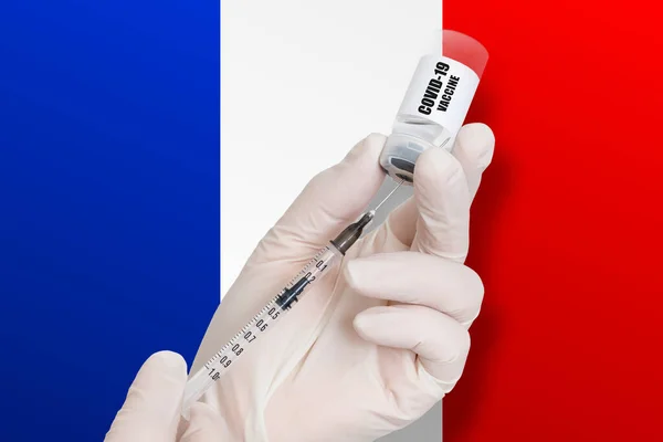 Vaccination France Vaccine Protect Covid Background National Flag — Stock Photo, Image