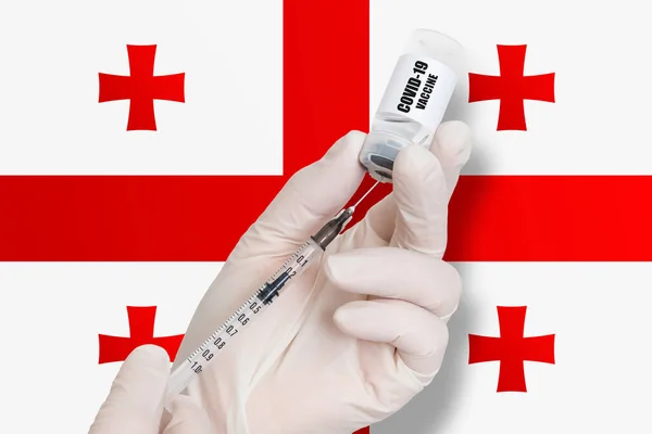 Vaccination Georgia Vaccine Protect Covid Background National Flag — Stock Photo, Image