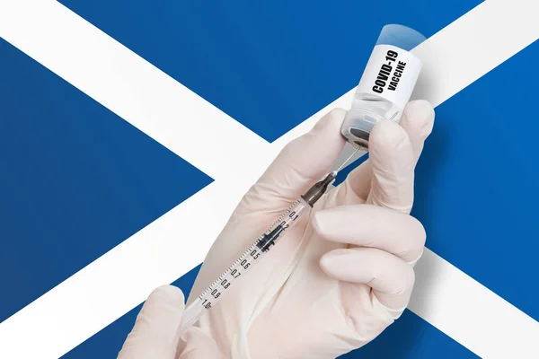 Vaccination Scotland Vaccine Protect Covid Background National Flag — Stock Photo, Image