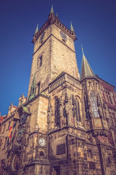 The Astronomical Clock in Prague - retro and vintage style — Stock Photo, Image