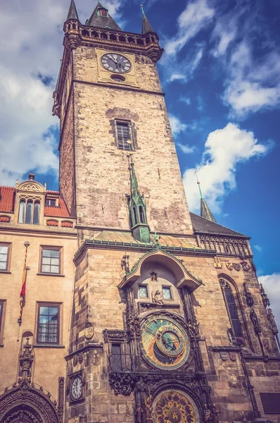 The Astronomical Clock in Prague - retro and vintage style — Stock Photo, Image