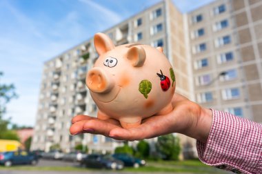 All savings money from pink ceramic piggy bank to pay for the dr