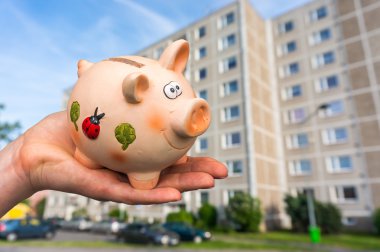 All savings money from pink ceramic piggy bank to pay for the dr