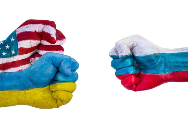 USA and Ukraine versus Russia — Stock Photo, Image