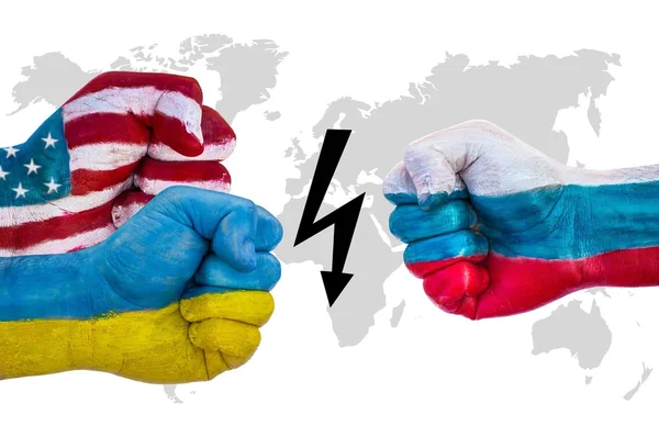 USA and Ukraine versus Russia — Stock Photo, Image