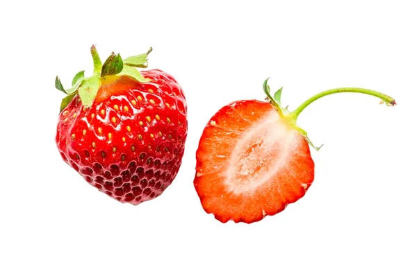 One half and one whole of strawberry — Stock Photo, Image