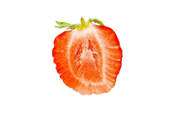 One half of strawberry isolated on a white background — Stock Fotó