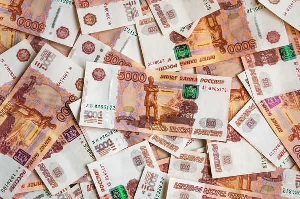 Russian five thousand money background — Stock Photo, Image