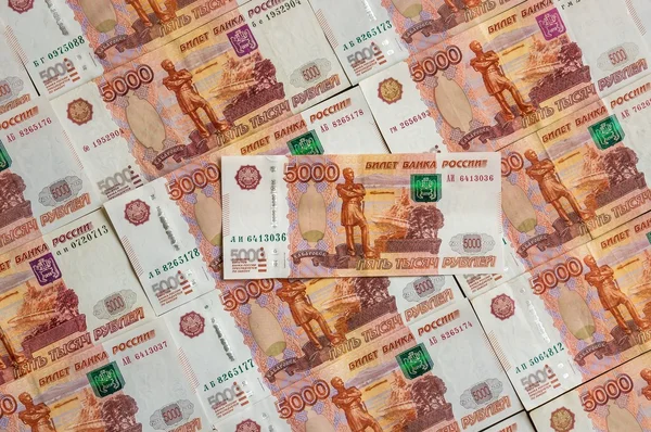 Russian currency banknotes, five thousand rubles — Stock Photo, Image