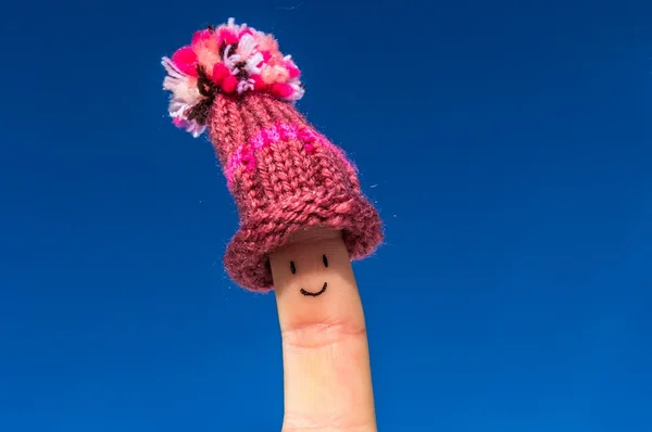 Happy finger with cap — Stock Photo, Image