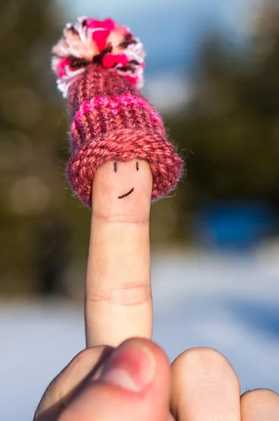 Happy finger with cap — Zdjęcie stockowe