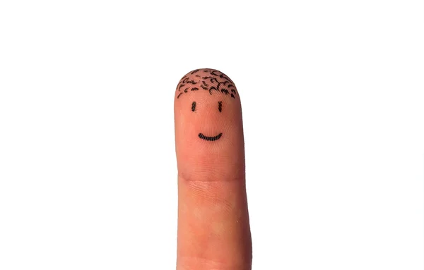 Happy finger on a white background — Stockfoto