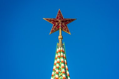 Red star on the top of the Kremlin tower on Red Square in Moscow clipart