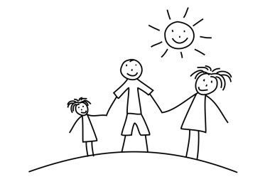 mutlu bir aile çizim