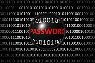 Hacker arama parola ikili kod Büyüteç lens ile