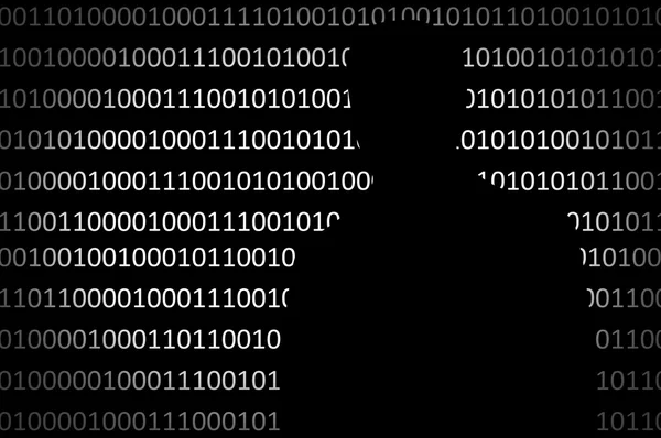 Hacker anônimo sem face e código binário de fundo — Fotografia de Stock