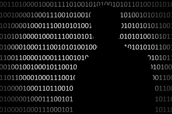 Anonymous hacker without face and binary code background